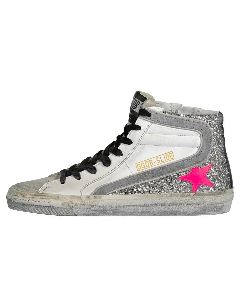 GOLDEN GOOSE-Sliver Glitter Slide Sneakers-