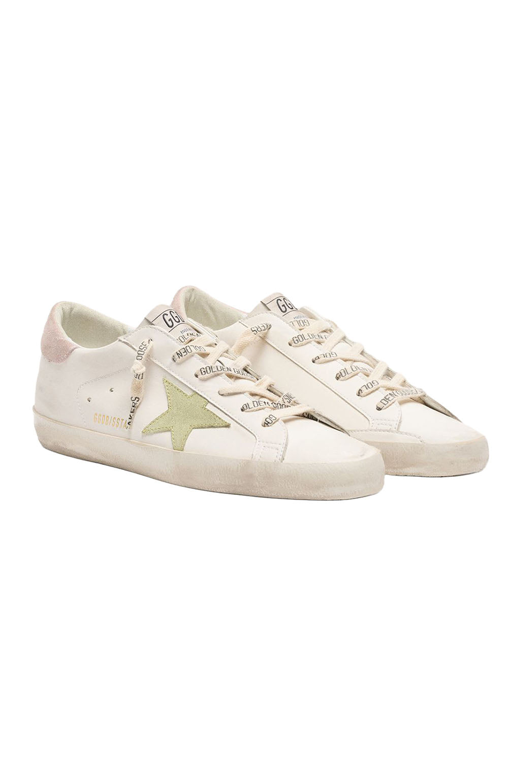 Super Star Sneaker - White Green Pink-WHITE-36-SHOESNEAKER-GOLDEN GOOSE