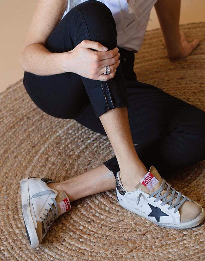 GOLDEN GOOSE-Super-Star Glitter Heel Sneaker-