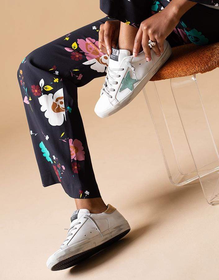 GOLDEN GOOSE-Super-Star Green Suede Star Sneaker-