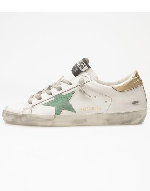 GOLDEN GOOSE-Super-Star Green Suede Star Sneaker-