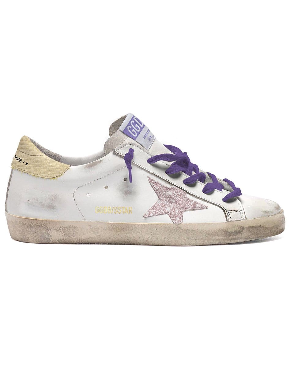 GOLDEN GOOSE-Yellow and Pink Glitter Star Super-Star Sneaker-