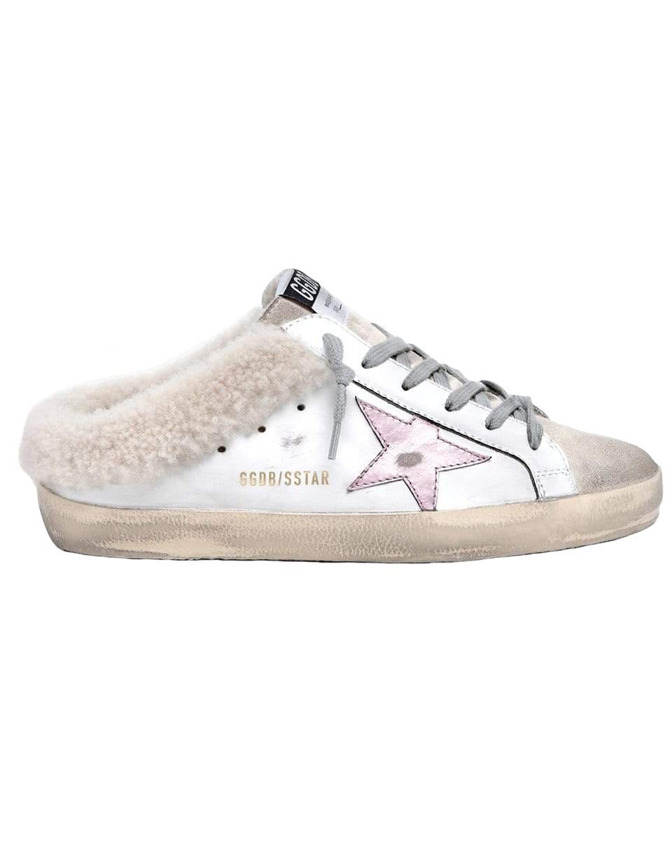 GOLDEN GOOSE-Super-Star Sabot Leather Slip-On Sneaker - Upper Suede Toe Laminated Star Shearling Lining-