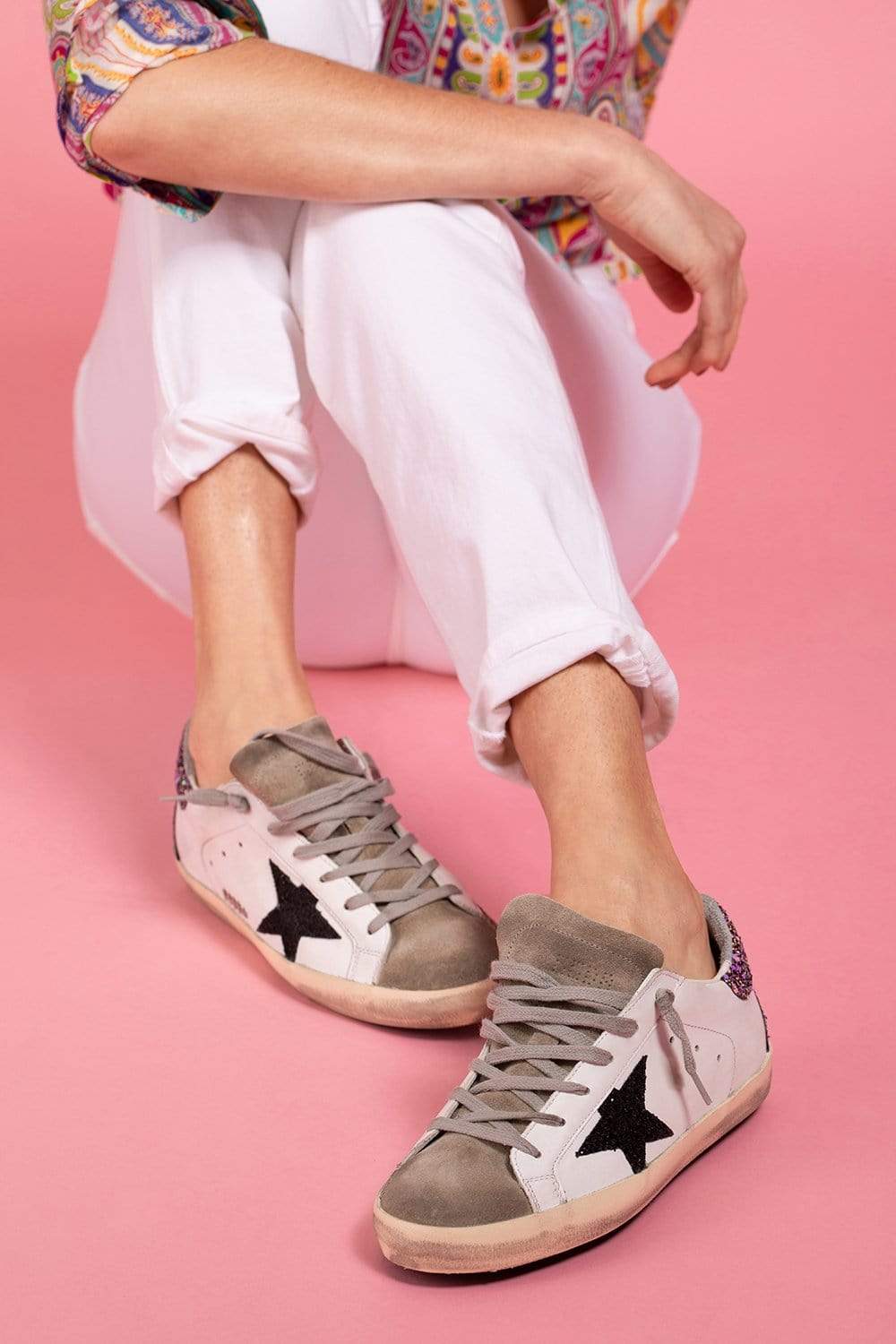 GOLDEN GOOSE-Super-Star Leather Suede Toe Sneaker-