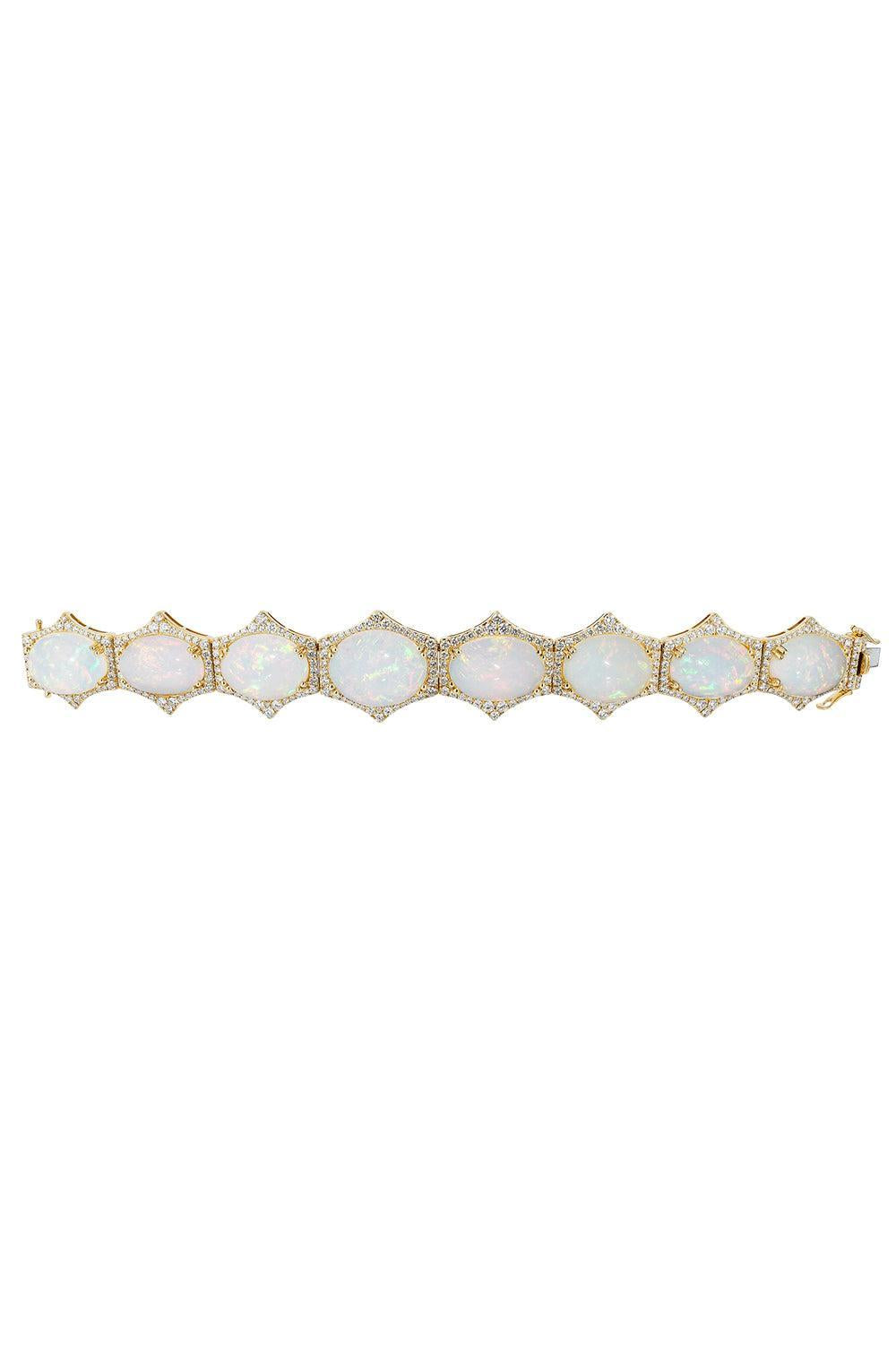 White Oval Opal G-One Bracelet-YELLOW GOLD-JEWELRYFINE JEWELBRACELET O-GOSHWARA