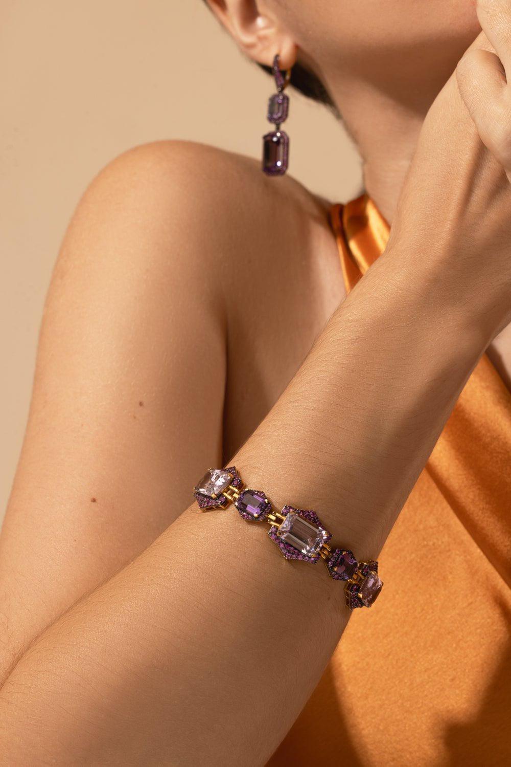 GOSHWARA-Amethyst Pink Sapphire Bracelet-YELLOW GOLD