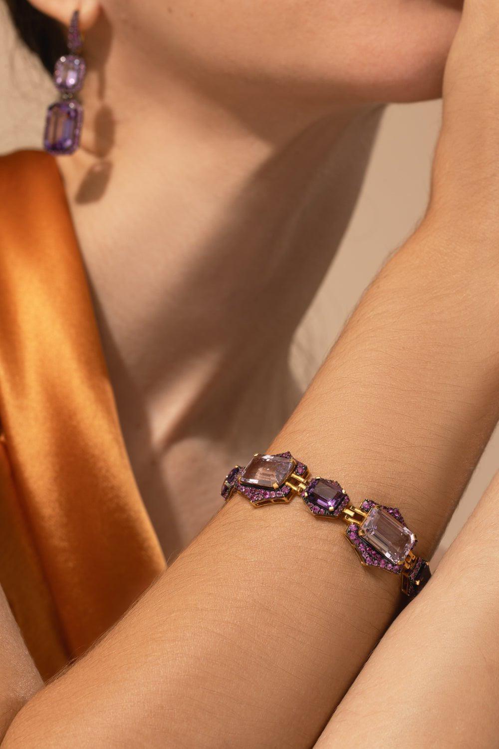 GOSHWARA-Amethyst Pink Sapphire Bracelet-YELLOW GOLD