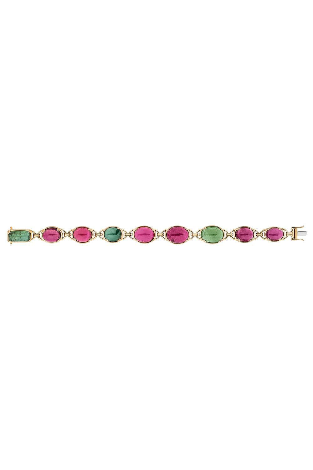 Multi Tourmaline Oval Bracelet-YELLOW GOLD-7-JEWELRYFINE JEWELBRACELET O-GOSHWARA