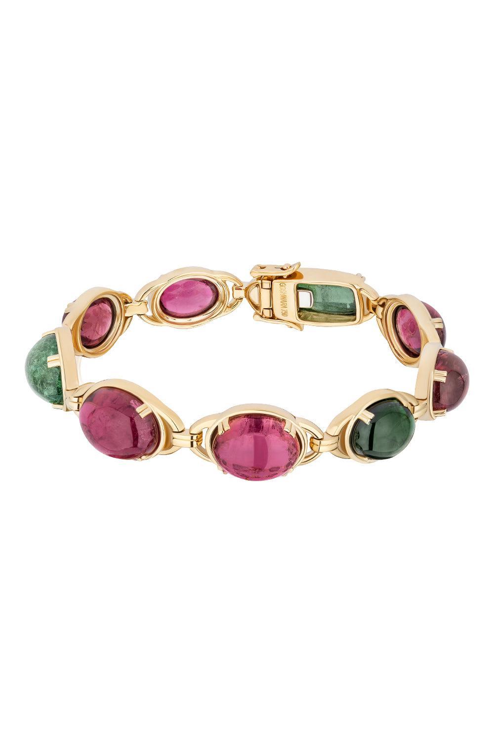 Multi Tourmaline Oval Bracelet-YELLOW GOLD-7-JEWELRYFINE JEWELBRACELET O-GOSHWARA