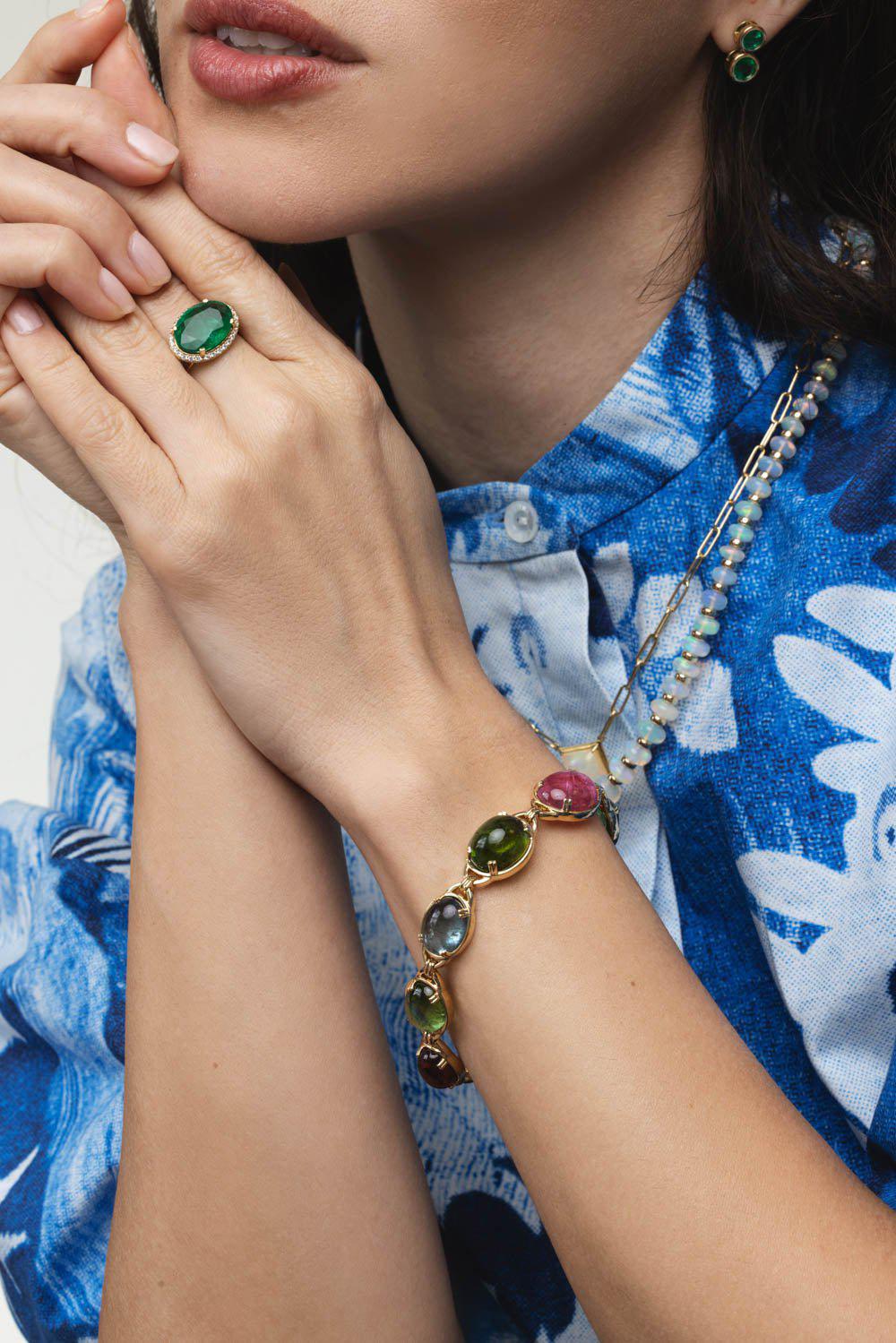GOSHWARA-G-One Multi Tourmaline Bracelet-YELLOW GOLD