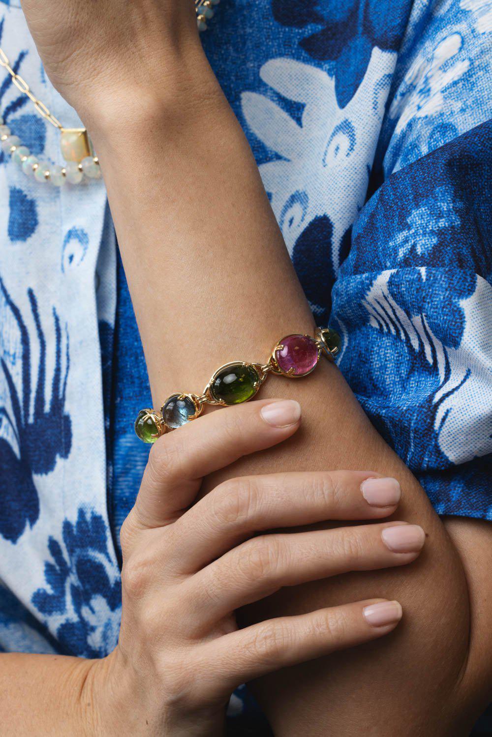GOSHWARA-G-One Multi Tourmaline Bracelet-YELLOW GOLD
