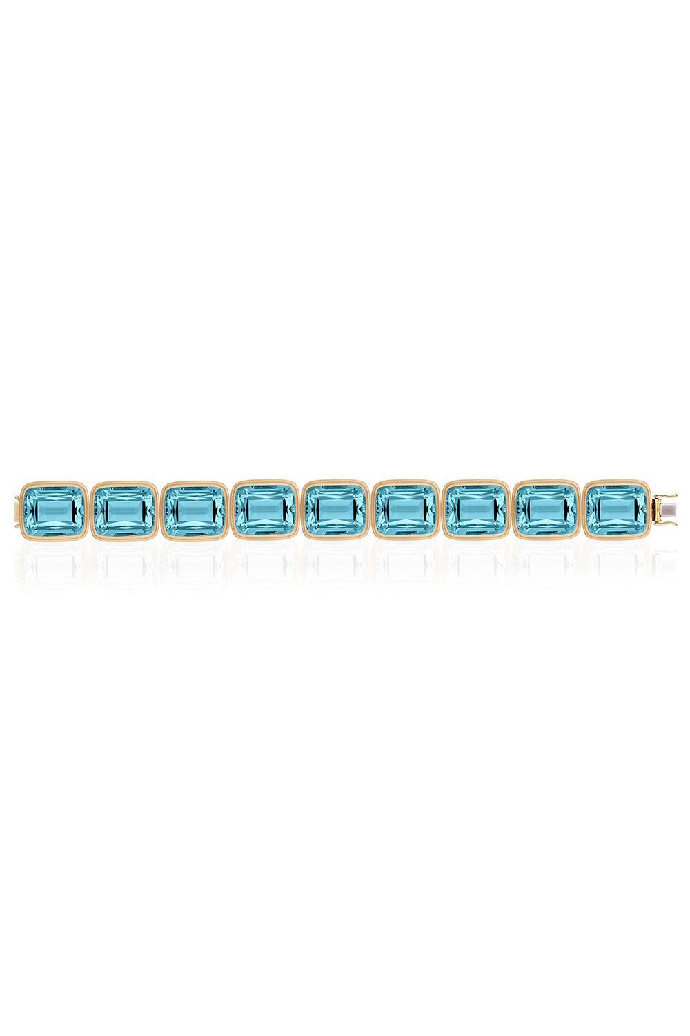 Blue Topax Cushion Cut Manhattan Bracelet-YELLOW GOLD-JEWELRYFINE JEWELBRACELET O-GOSHWARA