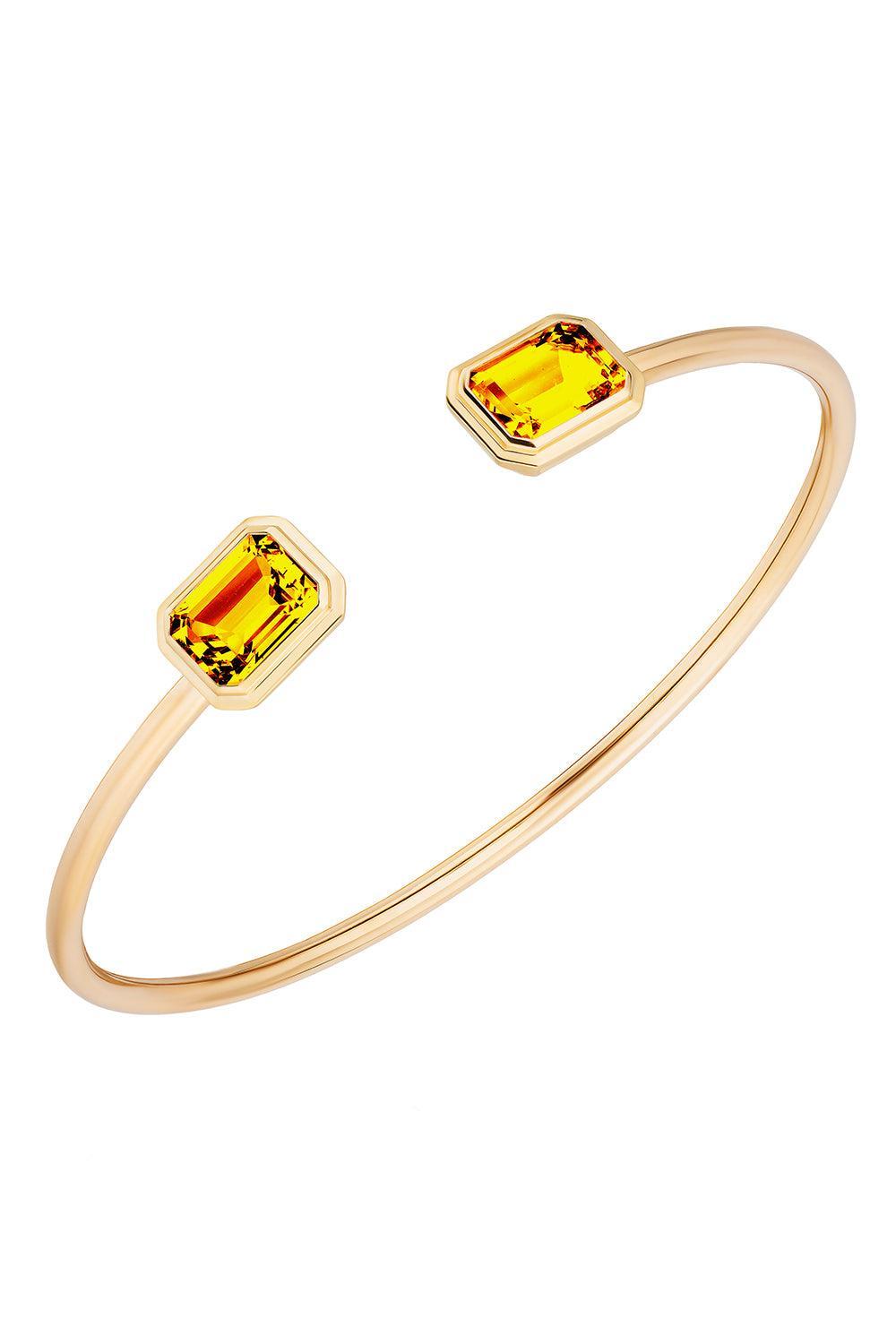 Citrine Round Flexible Manhattan Bangle Bracelet-YELLOW GOLD-JEWELRYFINE JEWELBRACELET O-GOSHWARA