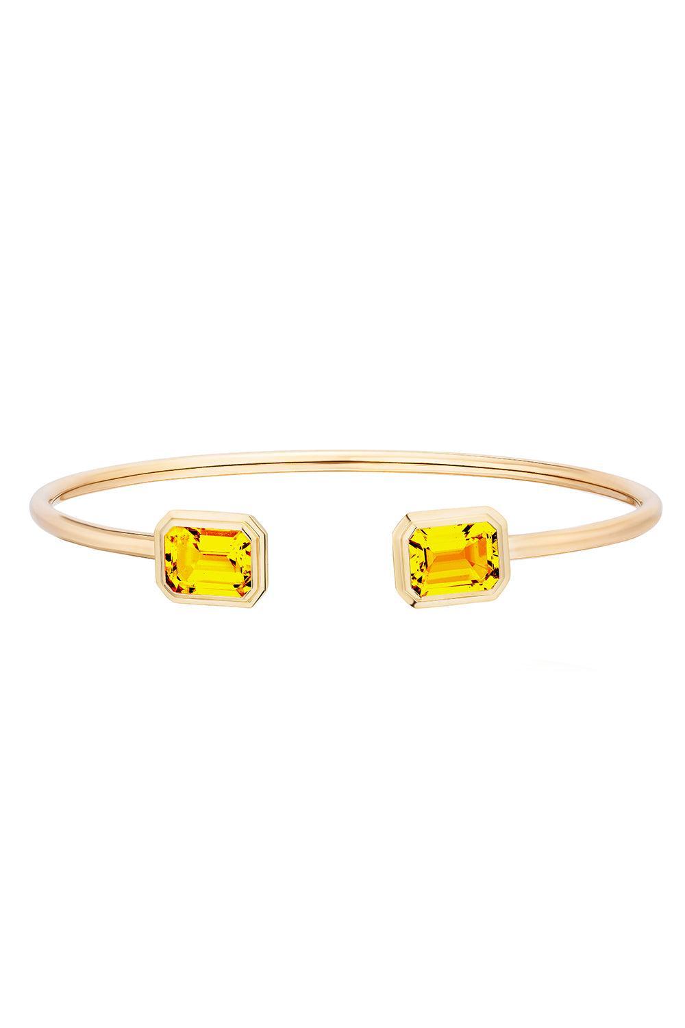 Citrine Round Flexible Manhattan Bangle Bracelet-YELLOW GOLD-JEWELRYFINE JEWELBRACELET O-GOSHWARA
