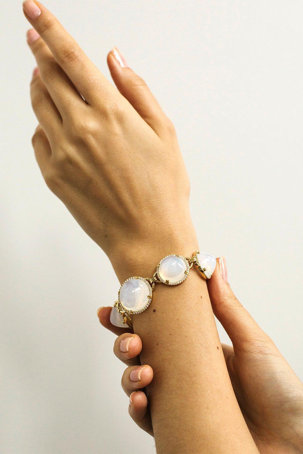 GOSHWARA-Rock N Roll Moon Quartz Bracelet-YELLOW GOLD