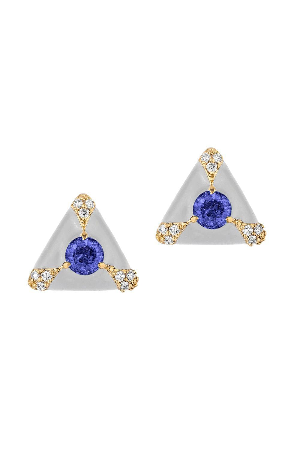 Tanzanite Diamond White Queen Earrings-YELLOW GOLD-JEWELRYFINE JEWELEARRING-GOSHWARA
