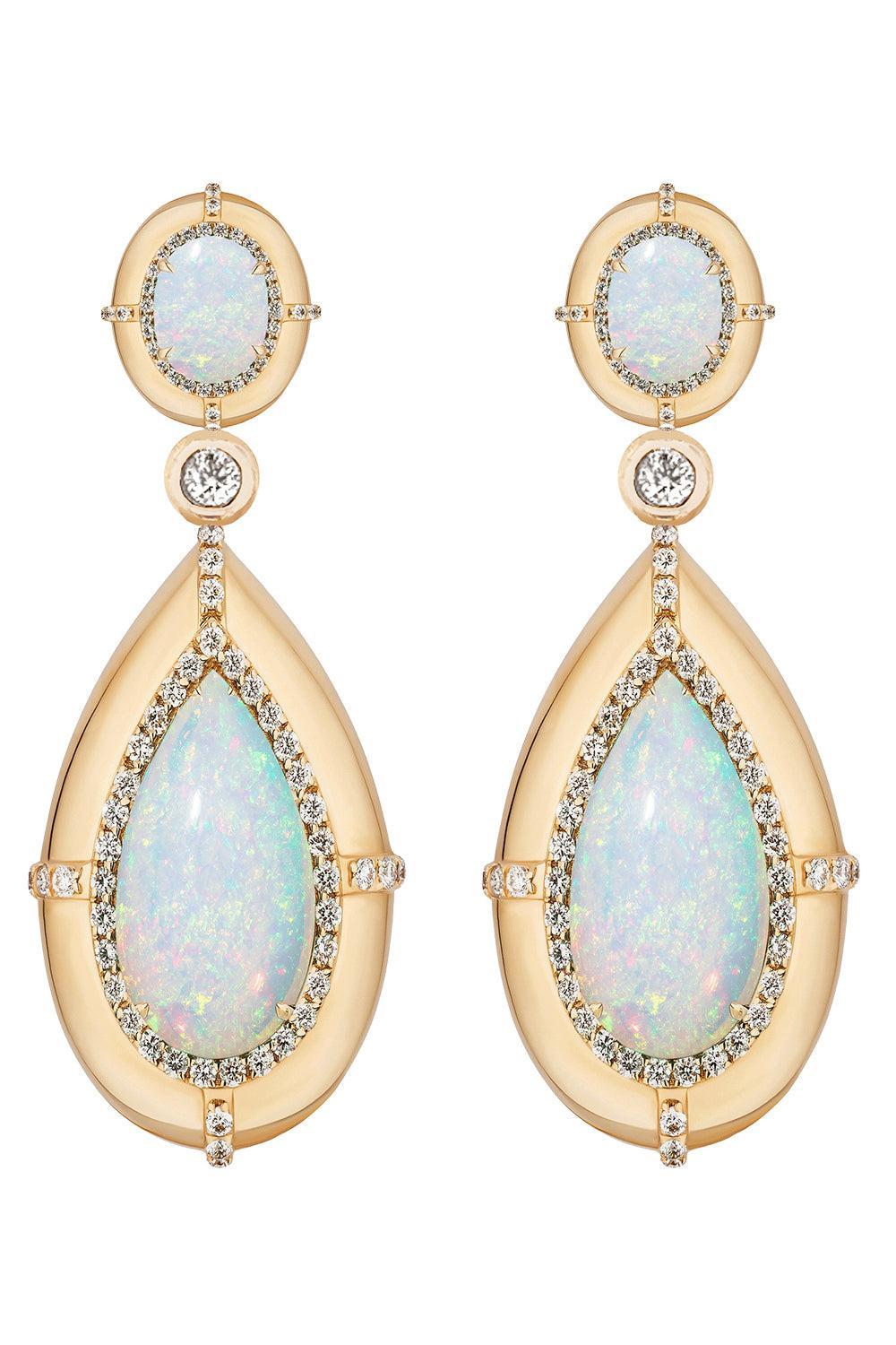 Opal Diamond G-One Earrings-YELLOW GOLD-JEWELRYFINE JEWELEARRING-GOSHWARA