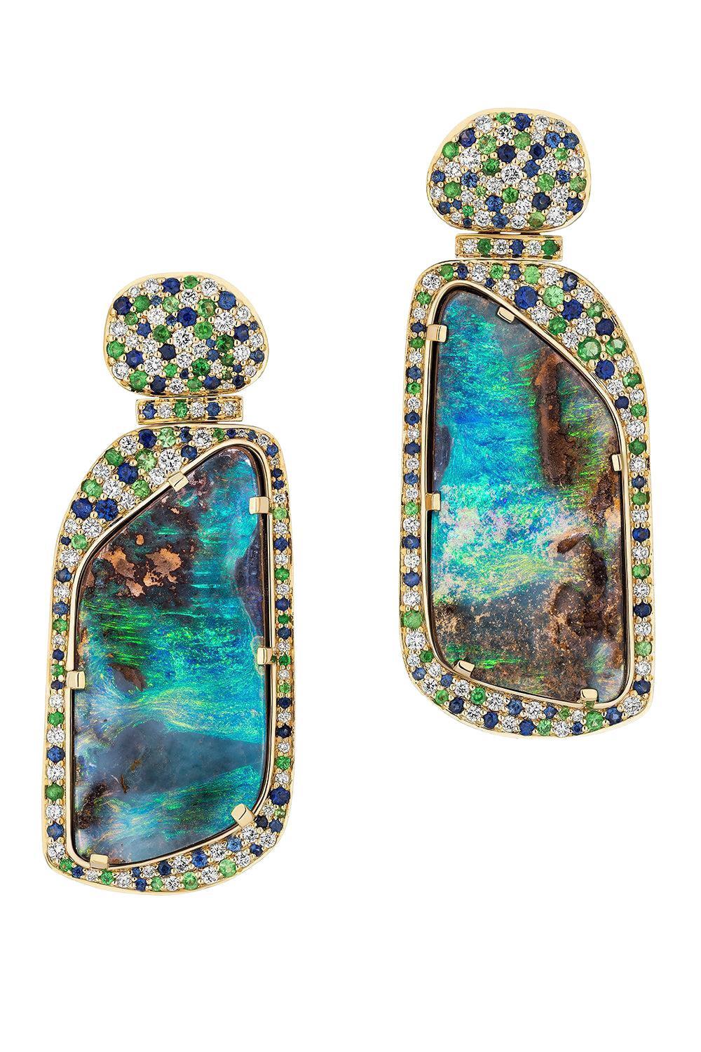 Opal G-One Mermaid Earrings-YELLOW GOLD-JEWELRYFINE JEWELEARRING-GOSHWARA