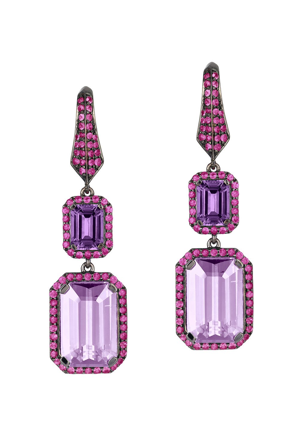 GOSHWARA-Amethyst Pink Sapphire Earrings-YELLOW GOLD