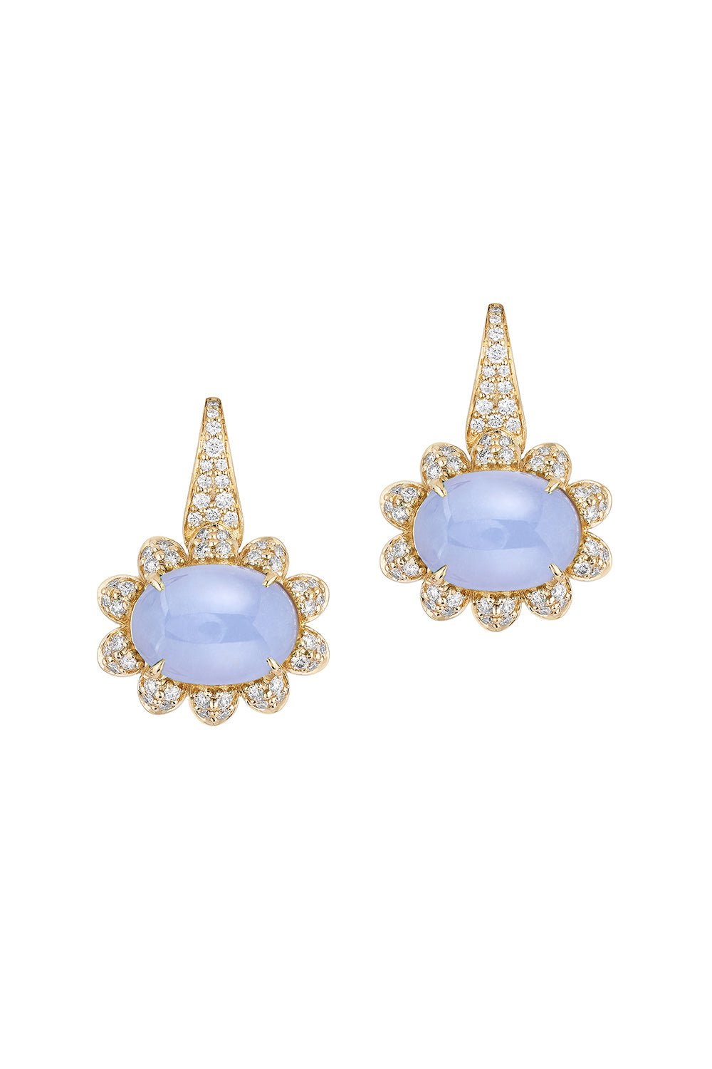 GOSHWARA-Blue Chalcedony Diamond Earrings-YELLOW GOLD