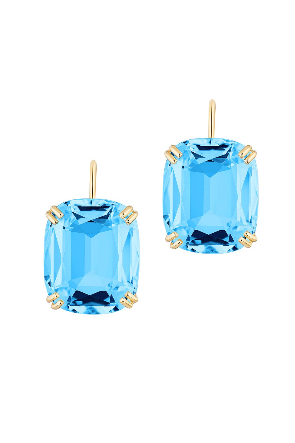 GOSHWARA-Blue Topaz Cushion Earrings-YELLOW GOLD