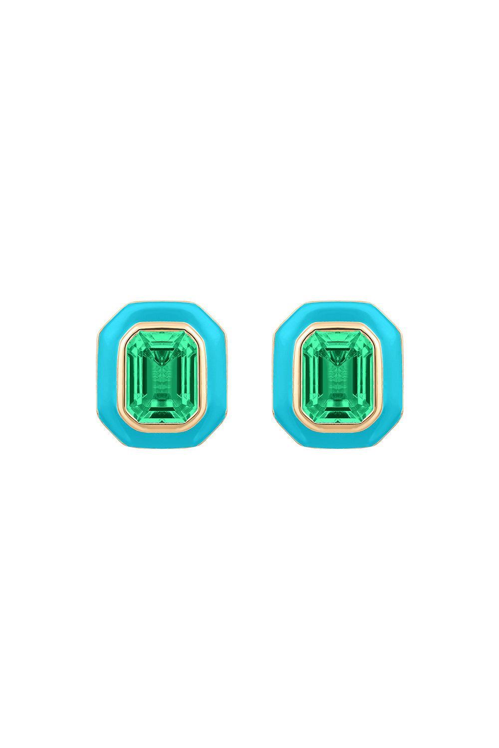 Emerald Stud Earrings-YELLOW GOLD-JEWELRYFINE JEWELEARRING-GOSHWARA