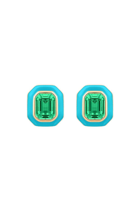 Emerald Stud Earrings-YELLOW GOLD-JEWELRYFINE JEWELEARRING-GOSHWARA