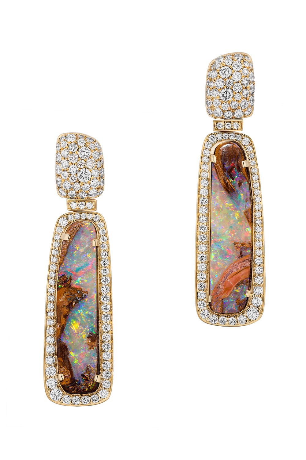 GOSHWARA-G-One Brown Opal Bella Earrings-YELLOW GOLD