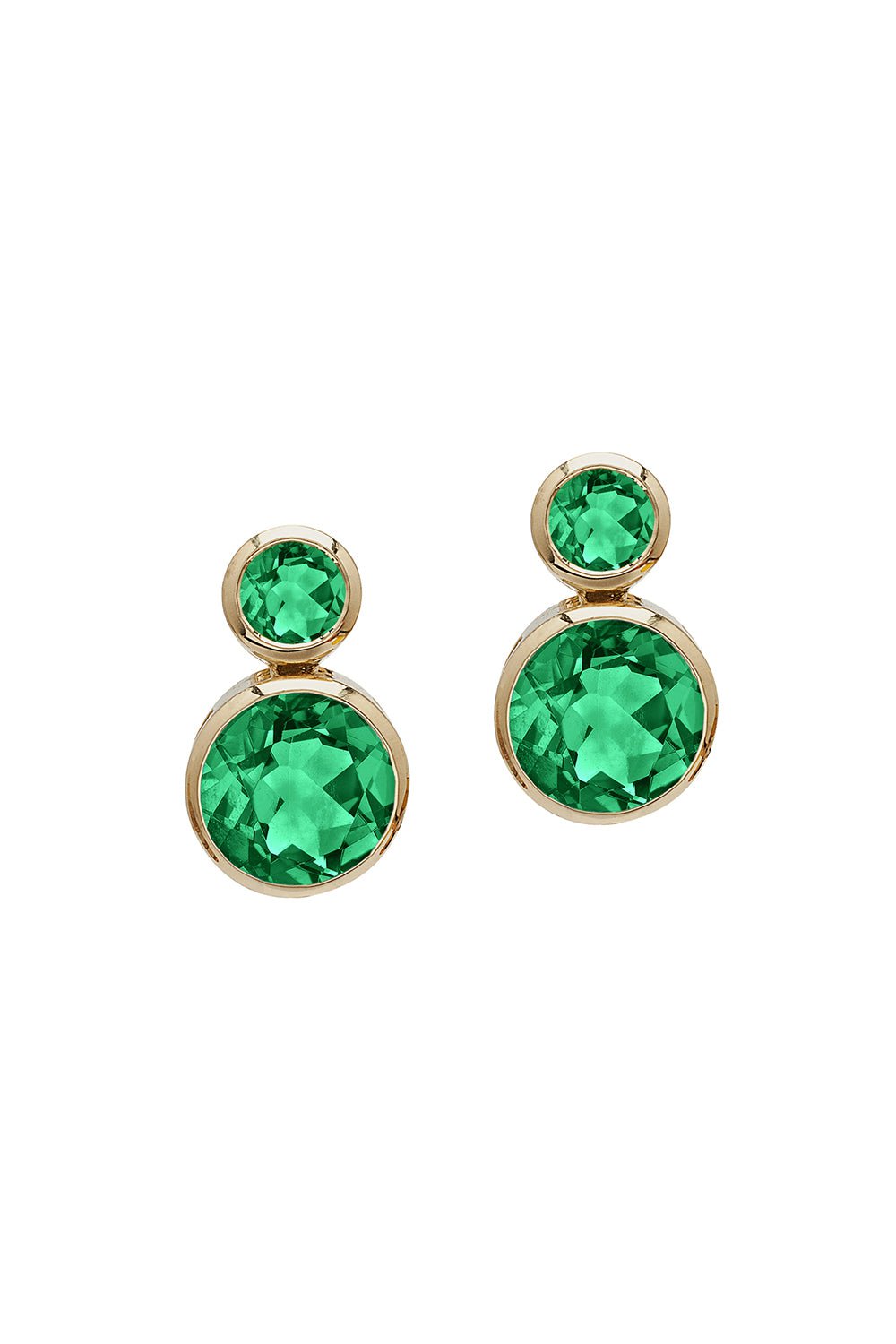 GOSHWARA-G-One Round Emerald Earrings-YELLOW GOLD