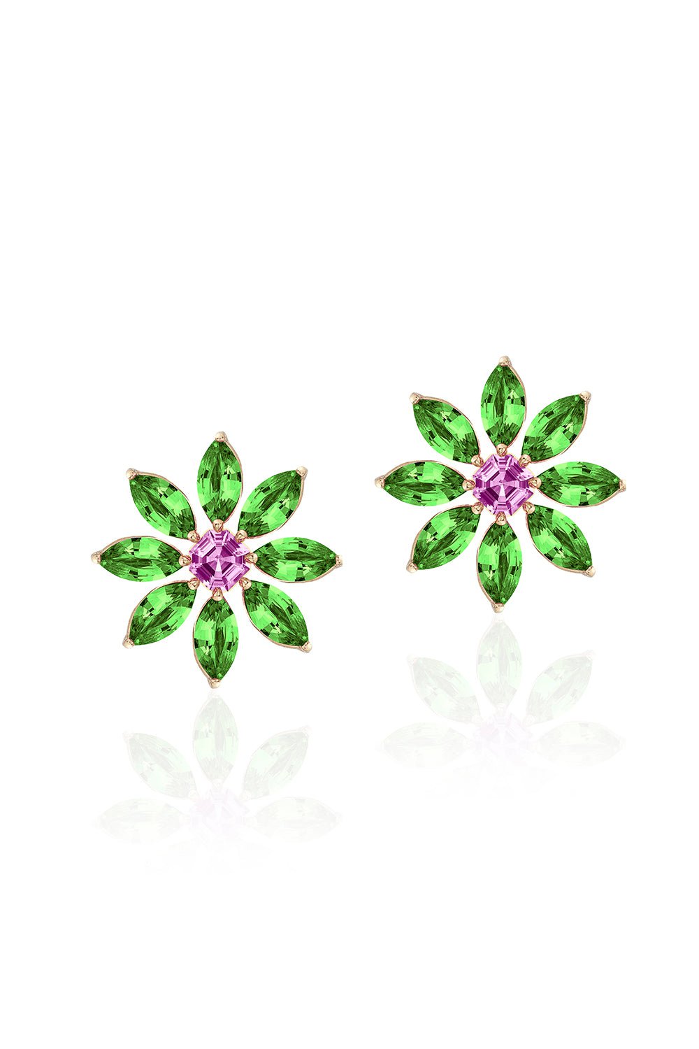 G-One Tsavourite Pink Sapphire Stud Earrings JEWELRYFINE JEWELEARRING GOSHWARA   