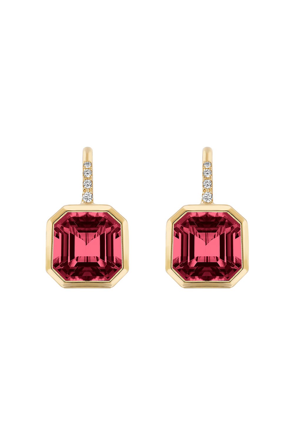 GOSHWARA-Gossip Garnet Diamond Earrings-YELLOW GOLD
