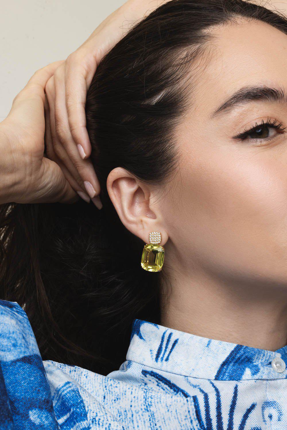 GOSHWARA-Gossip Lemon Quartz Earrings-YELLOW GOLD