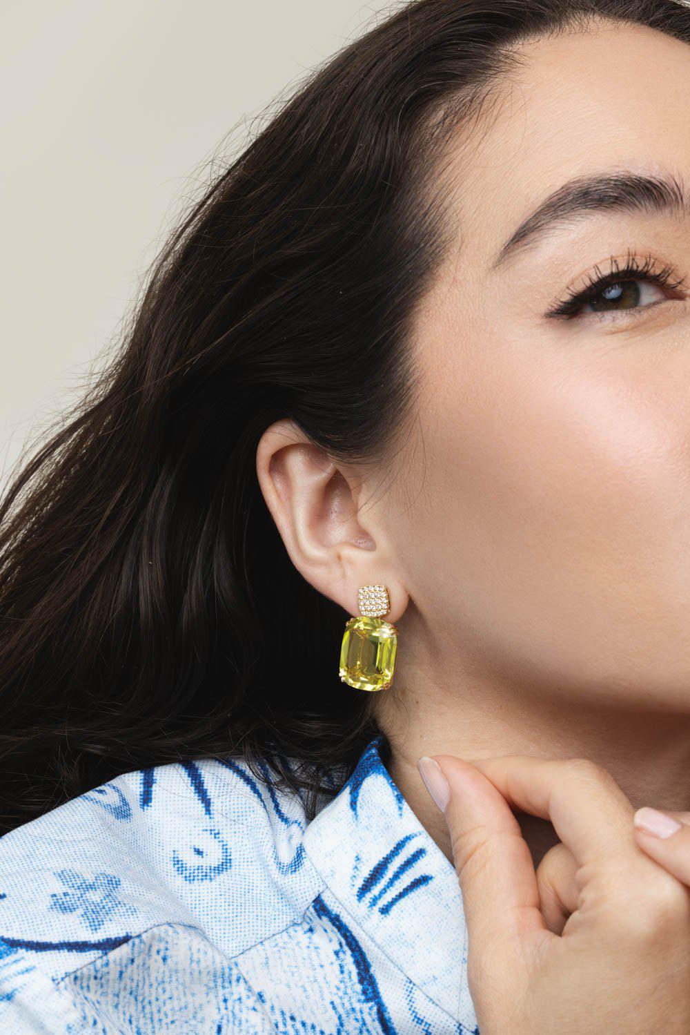 GOSHWARA-Gossip Lemon Quartz Earrings-YELLOW GOLD