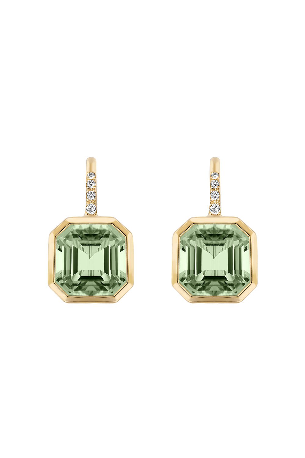 GOSHWARA-Gossip Prasiolite Diamond Earrings-YELLOW GOLD