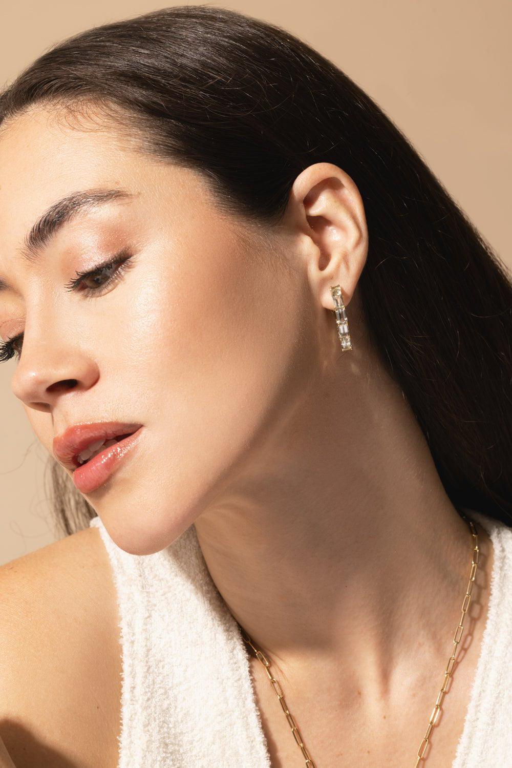 GOSHWARA-Heart Shape Prasiolite Hoop Earrings-YELLOW GOLD
