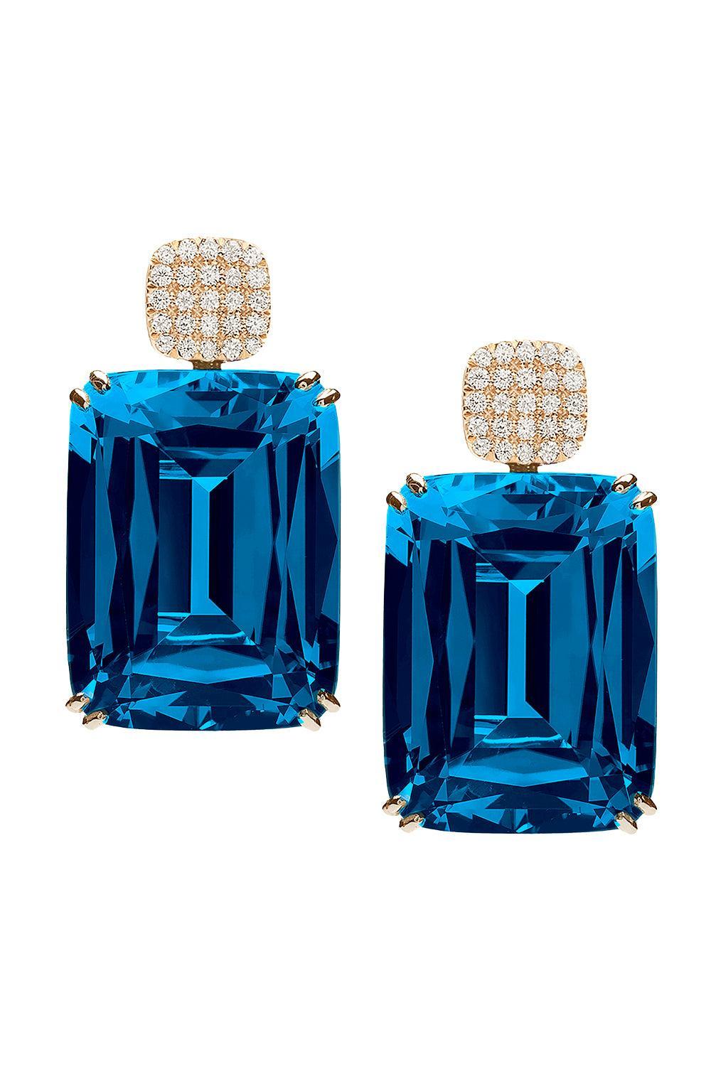 London Blue Topaz Gossip Earrings-YELLOW GOLD-JEWELRYFINE JEWELEARRING-GOSHWARA