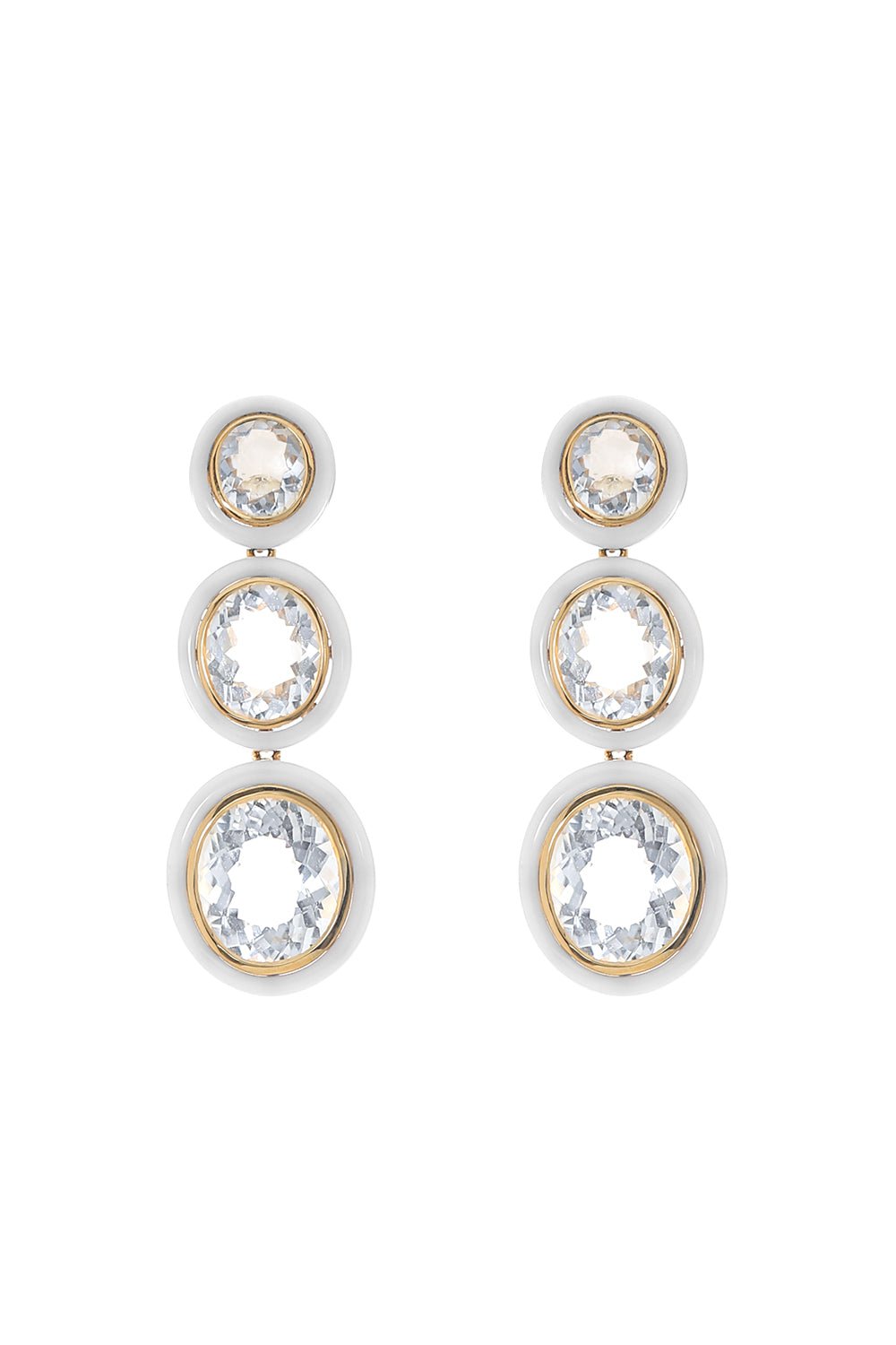 Melange Three Tier White Agate Earrings