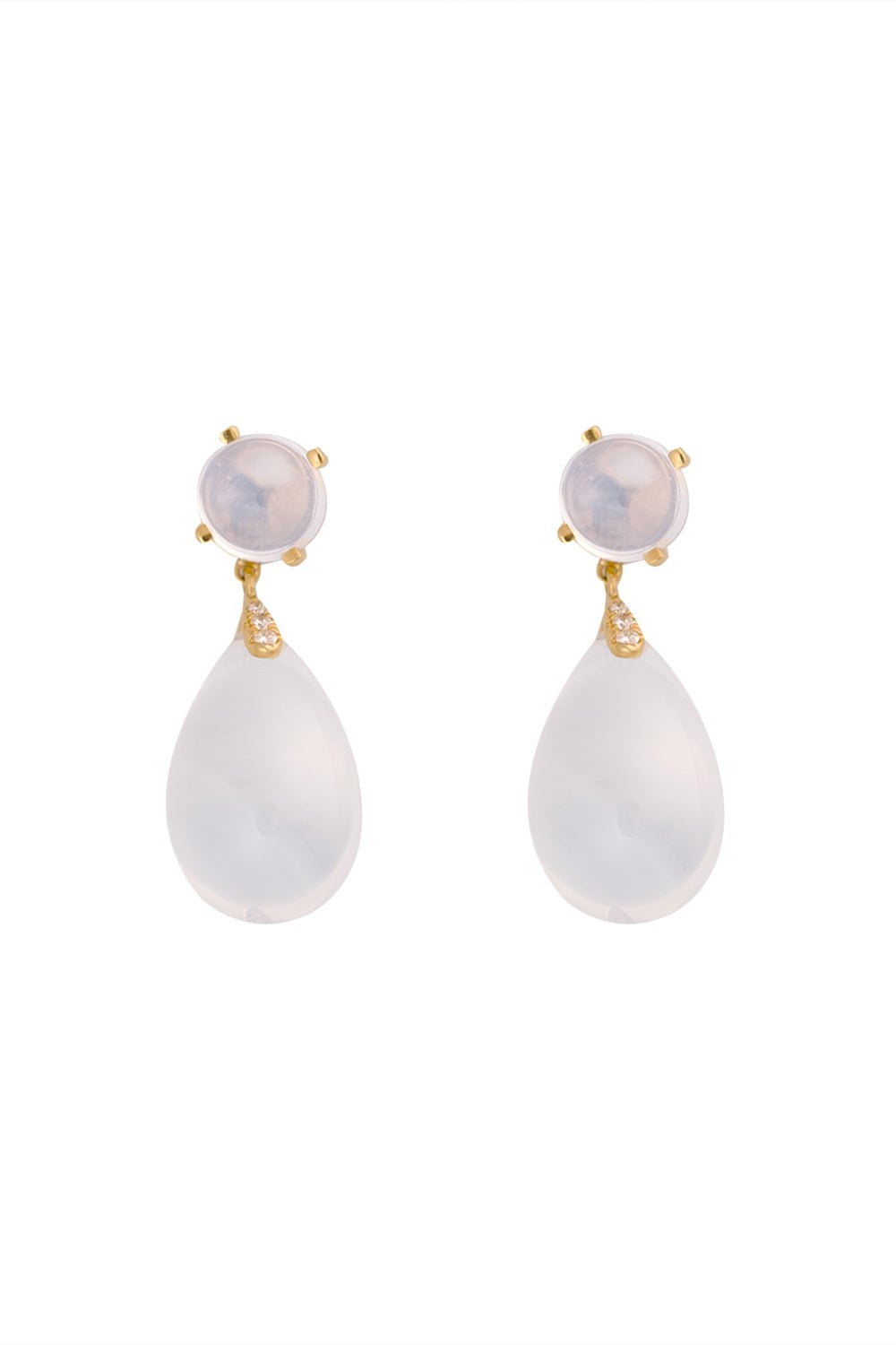 GOSHWARA-Naughty Moon Quartz Diamond HoopEarrings-YELLOW GOLD