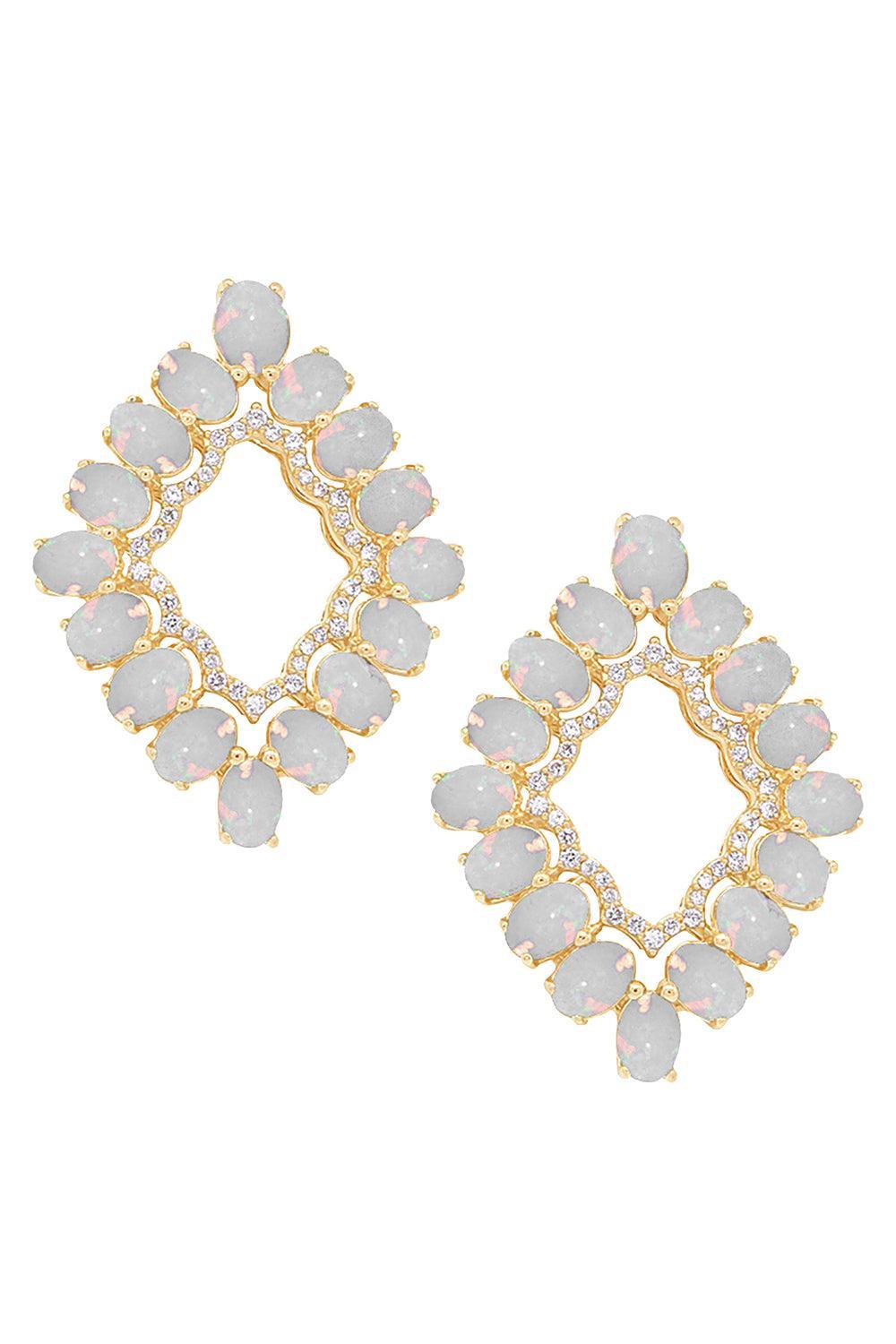 Opal Diamond G-One Kite Earrings-YELLOW GOLD-JEWELRYFINE JEWELEARRING-GOSHWARA
