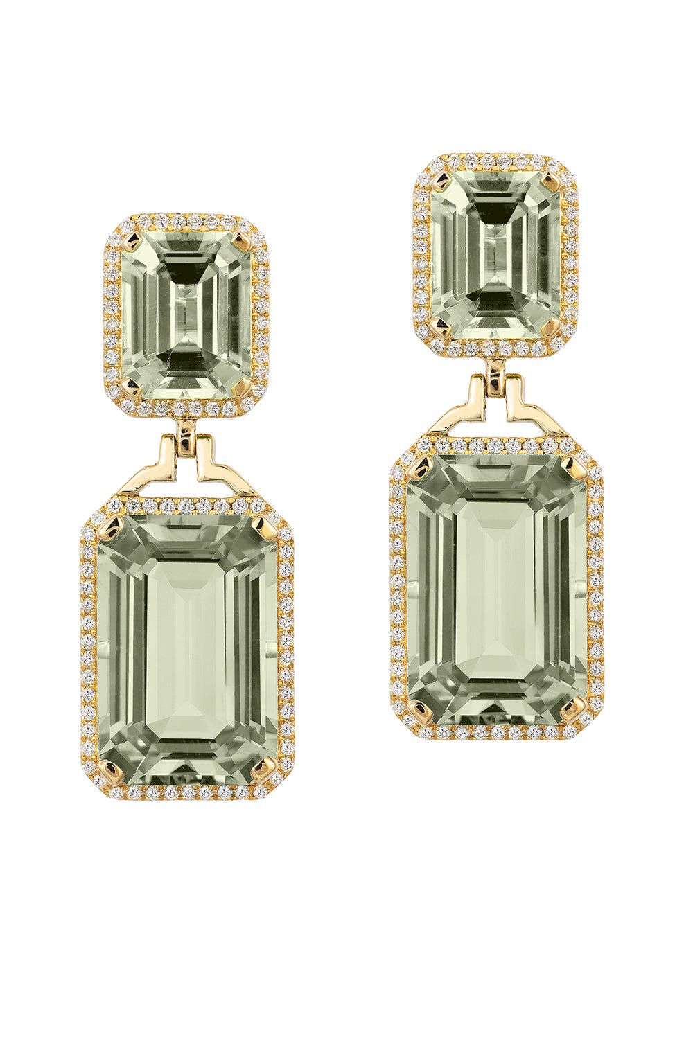 GOSHWARA-Prasiolite Diamond Earrings-YELLOW GOLD