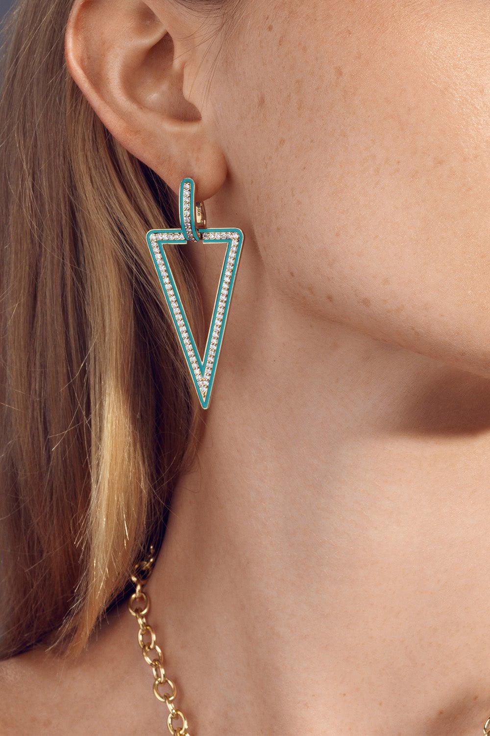 GOSHWARA-Queen Enamel Diamond Earrings-YELLOW GOLD