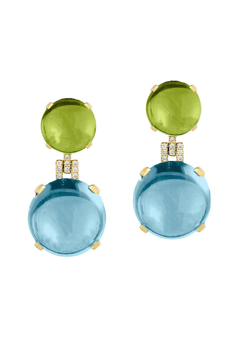 Peridot Blue Topaz Rock N Roll Earrings-YLW GOLD-JEWELRYFINE JEWELEARRING-GOSHWARA