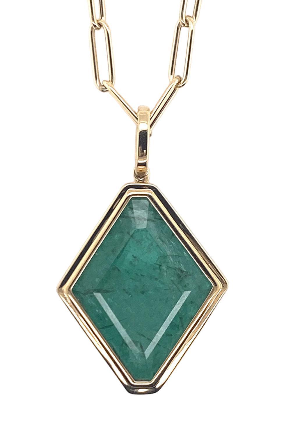 Emerald G-One Pendant Necklace-YELLOW GOLD-18-JEWELRYFINE JEWELNECKLACE O-GOSHWARA