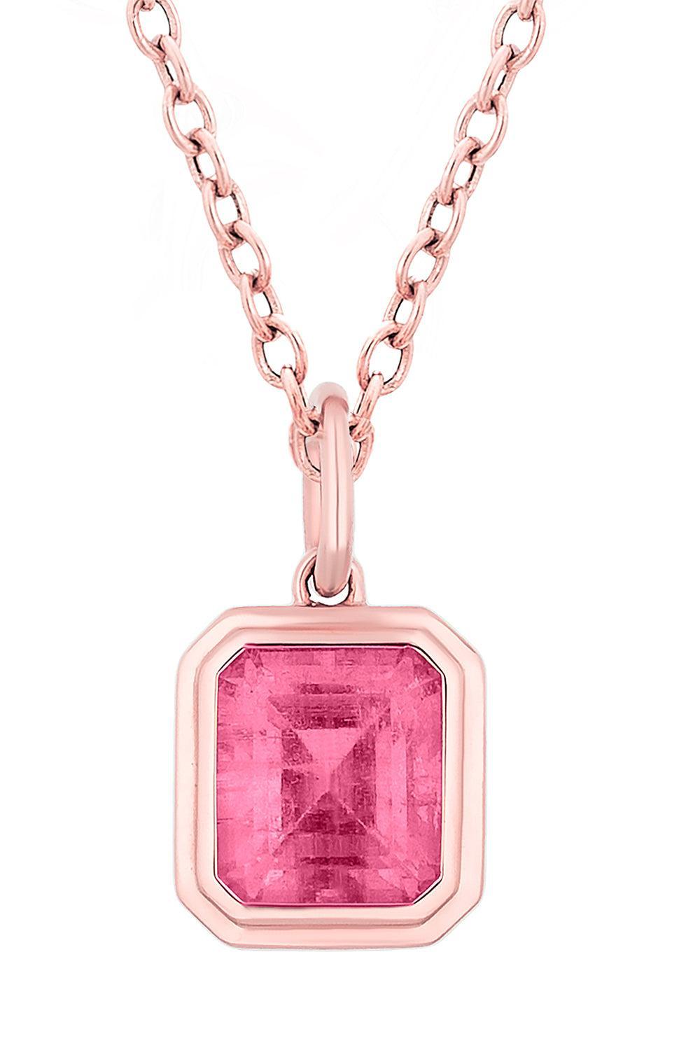 Pink Tourmaline G-One Pendant Necklace-ROSE GOLD-18-JEWELRYFINE JEWELNECKLACE O-GOSHWARA