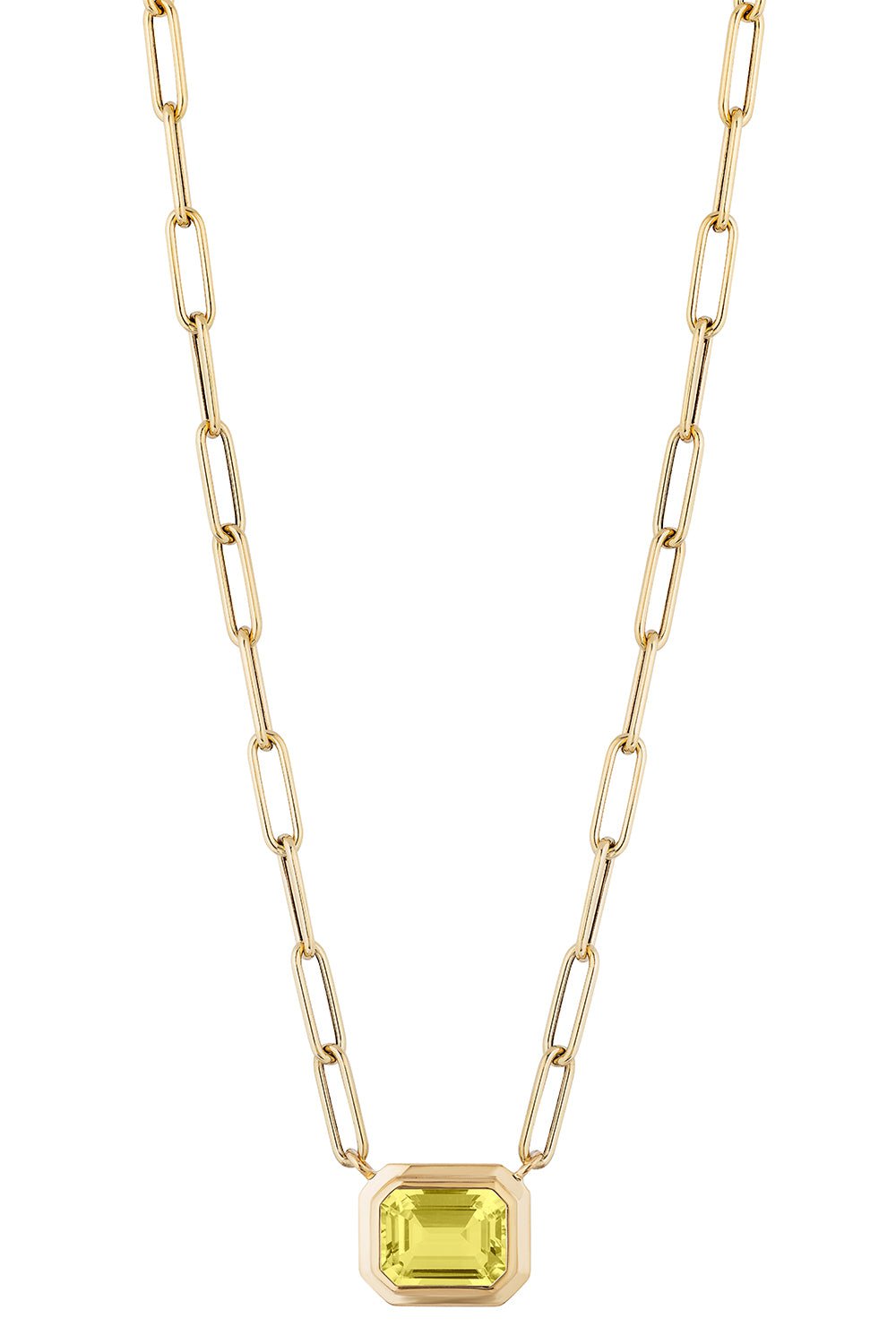 GOSHWARA-Manhattan Lemon Quartz Pendant Necklace-YELLOW GOLD