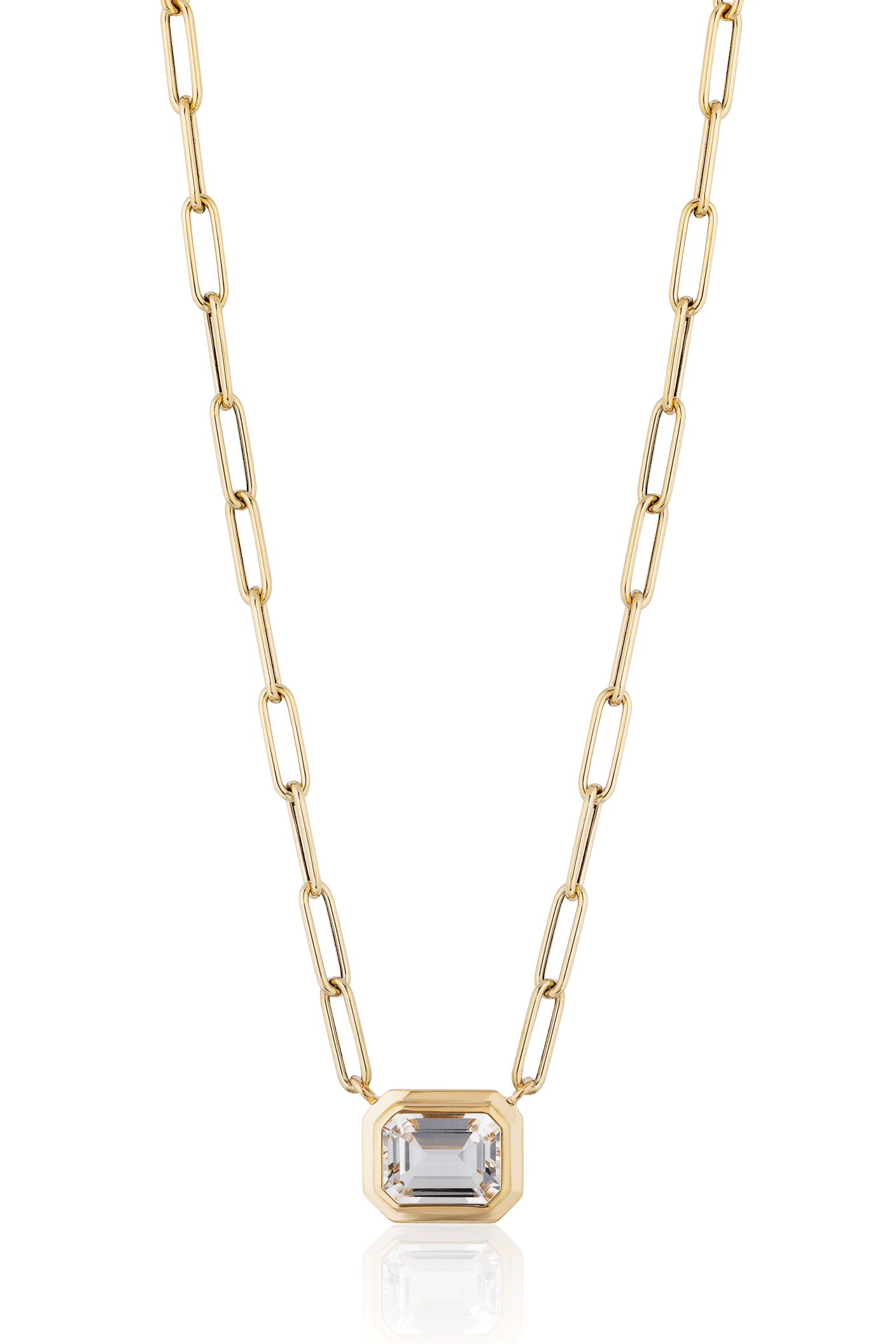 Rock Crystal Manhattan Pendant Necklace-YELLOW GOLD-16-JEWELRYFINE JEWELNECKLACE O-GOSHWARA