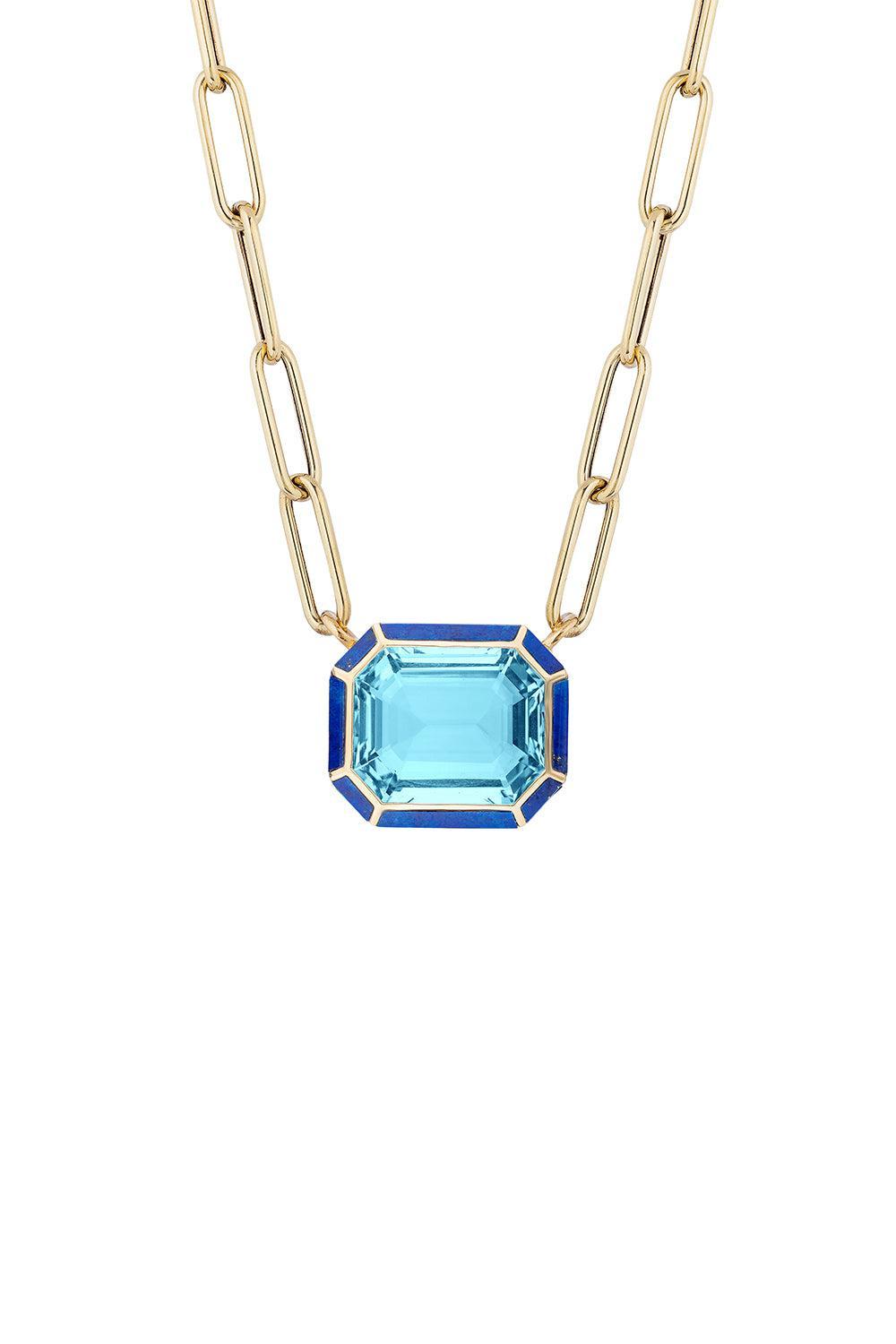 Blue Topaz Lapis Melange Necklace-YELLOW GOLD-18-JEWELRYFINE JEWELNECKLACE O-GOSHWARA