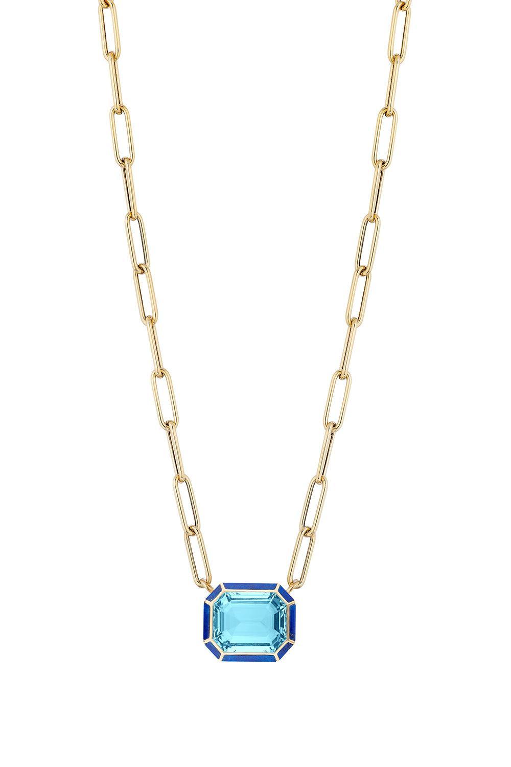 Blue Topaz Lapis Melange Necklace-YELLOW GOLD-18-JEWELRYFINE JEWELNECKLACE O-GOSHWARA