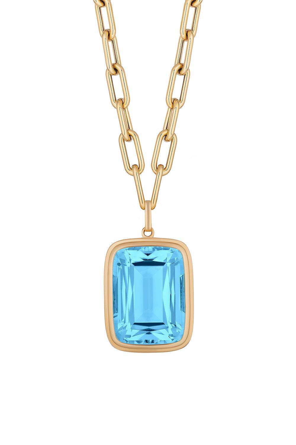 Blue Topaz Manhattan Pendant Necklace-YELLOW GOLD-18-JEWELRYFINE JEWELNECKLACE O-GOSHWARA