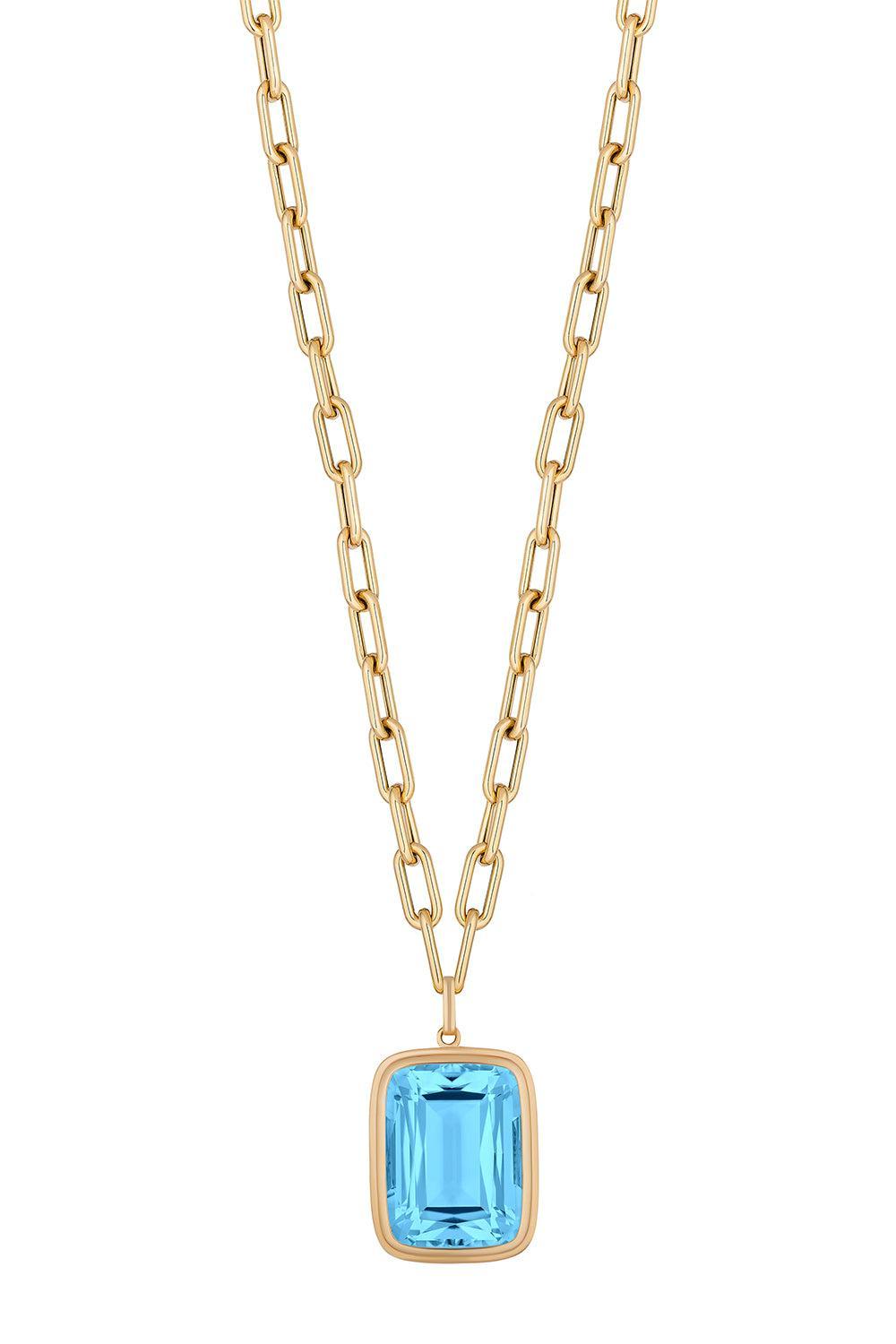 Blue Topaz Manhattan Pendant Necklace-YELLOW GOLD-18-JEWELRYFINE JEWELNECKLACE O-GOSHWARA